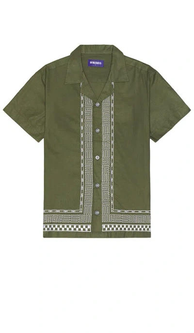 Deva States Khaki Embroidered Shirt In Olive Green