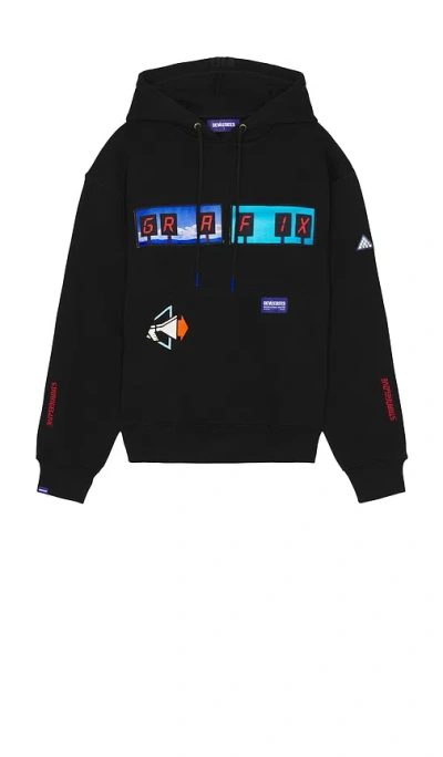 Deva States Strange Love Graphic Patches Hoodie In 黑色