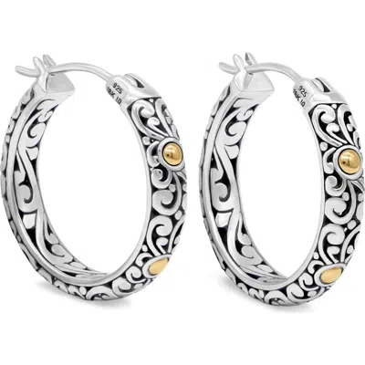 Devata 25mm Filigree Hoop Earrings In Silver