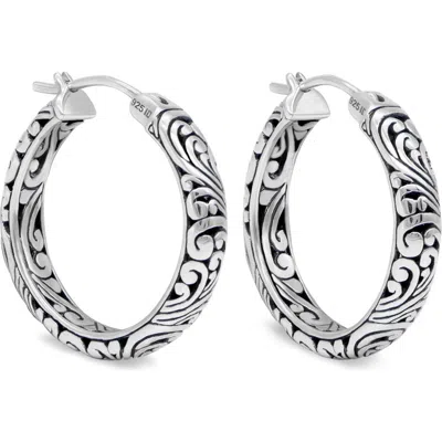 Devata 25mm Filigree Hoop Earrings In Silver