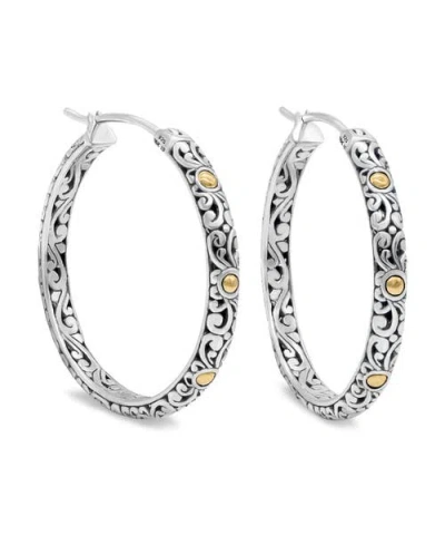 Devata 35mm Filigree Hoop Earrings In Silver
