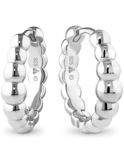 Devata Beaded Ball Hoop Earrings In Silver