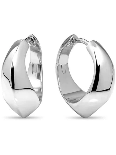 DEVATA DEVATA BEVELED CURVE HOOP EARRINGS