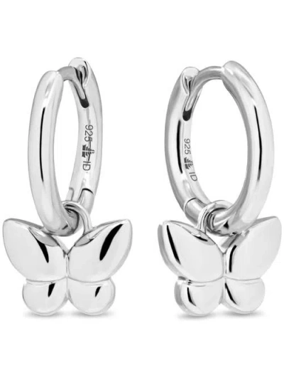 Devata Butterfly Hoop Earrings In Silver