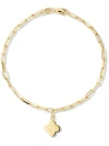 Devata Clover Charm With Paperclip Chain Bracelet In Gold