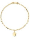 Devata Clover Heart Charm With Paperclip Chain Bracelet In Gold