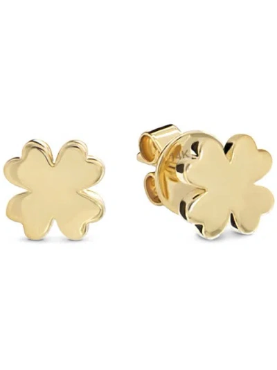 Devata Clover Heart Stud Earrings In Gold