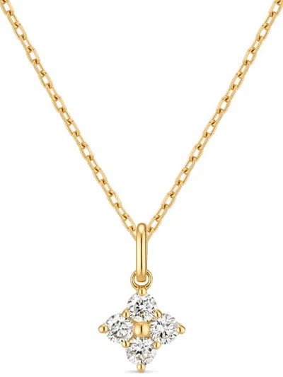 Devata Clover Lab Grown Diamond Pendant With Cable Chain Necklace In 14k Gold