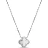 Devata Contour-lined Clover Necklace In Silver