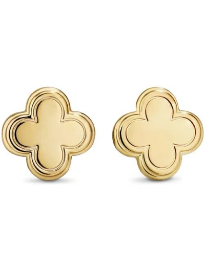 Devata Contour-lined Clover Stud Earrings In Gold