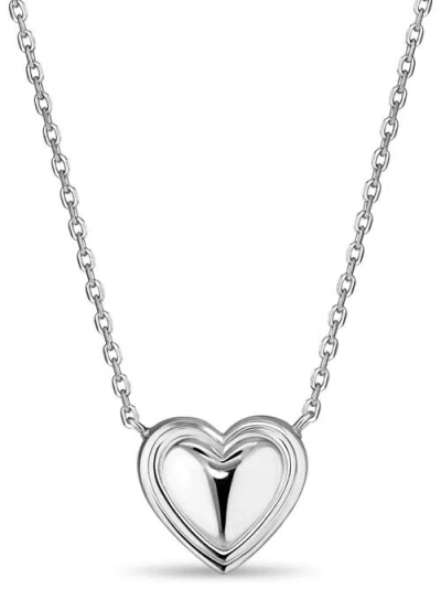 Devata Contour-lined Heart Necklace In Silver