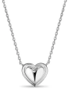 Devata Contoured Line Heart Pendant Necklace In Silver