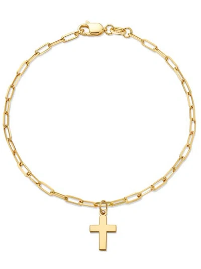Devata Cross Charm Paperclip Chain Bracelet In Gold