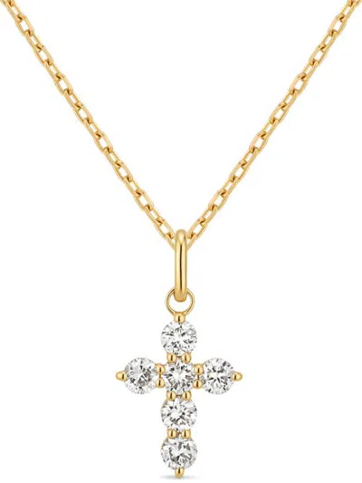 Devata Cross Lab Grown Diamond Pendant With Cable Chain Necklace In 14k Gold In Multi