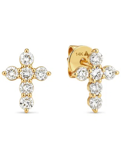 Devata Cross Lab Grown Diamond Stud Earrings In Gold