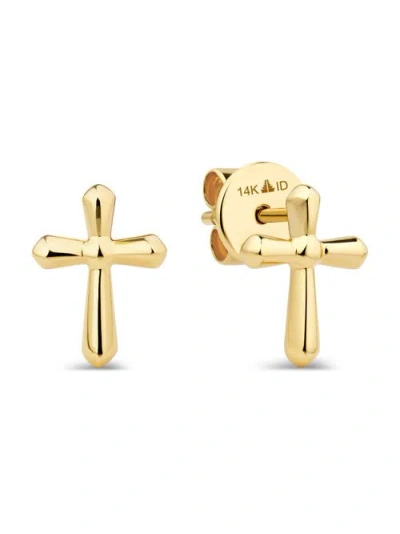 Devata Cross Stud Earrings In Gold