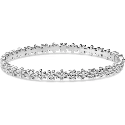 Devata Daisy Flower Eternity Bangle Bracelet In Silver