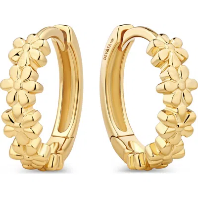 Devata Daisy Flower Hoop Earrings In Gold