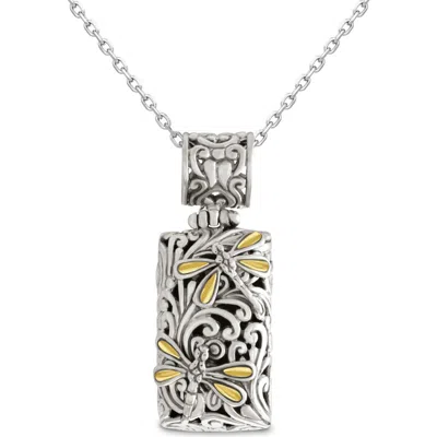 Devata Dragonfly Rectangle Pendant Necklace In Metallic