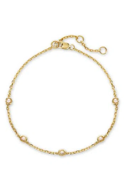 Devata Freshwater Pearl Station Chain Bracelet In Gold