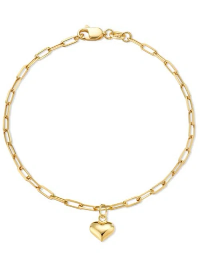 Devata Heart Charm Paperclip Chain Bracelet In Gold