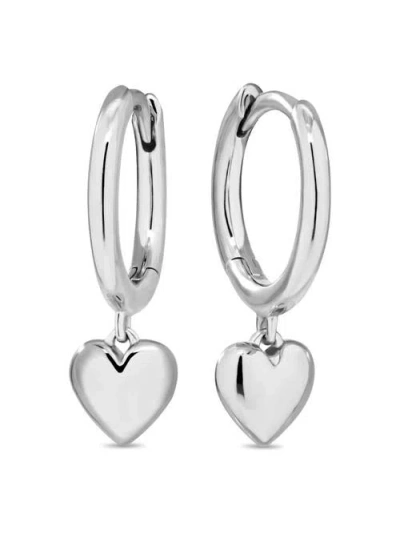 Devata Heart Hoop Earrings In Silver