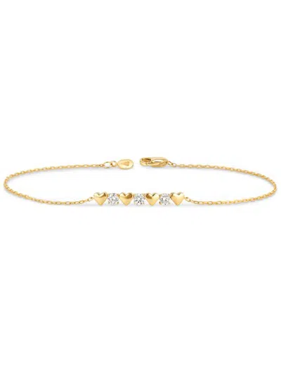 Devata Heart Round Lab Grown Diamond Chain Bracelet In Gold