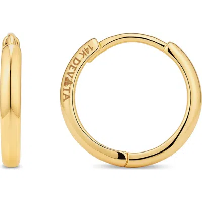 Devata Huggie Hoop Earrings In 14k Gold, 10mm