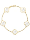 Devata Mother Of Pearl Clover Bracelets In Gold