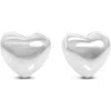 Devata Puffy Heart Stud Earrings In Silver