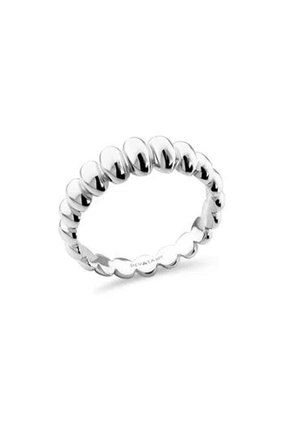 Devata Puffy Ribbed Band Ring In Silver