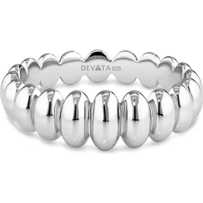 Devata Puffy Ribbed Ring In Metallic