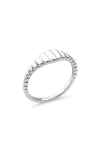 Devata Ribbed Band Ring In Silver