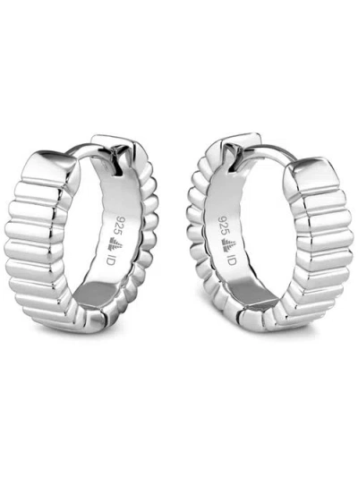 Devata Ribbed Hoop Earrings In Silver