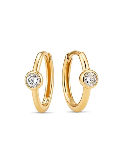 Devata Round Bezel Lab Grown Diamond Hoop Earrings In Gold
