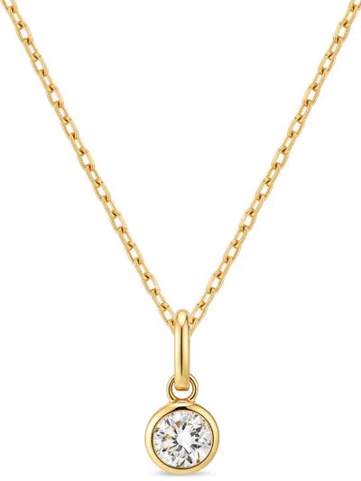 Devata Round Bezel Lab Grown Diamond Pendant With Cable Chain Necklace In 14k Gold