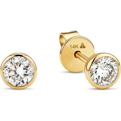 Devata Round Bezel Lab Grown Diamond Stud Earrings In Gold