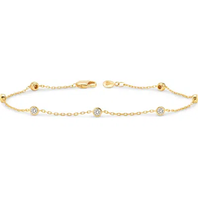 Devata Station Round Bezel Lab Grown Diamond Chain Bracelet In Gold