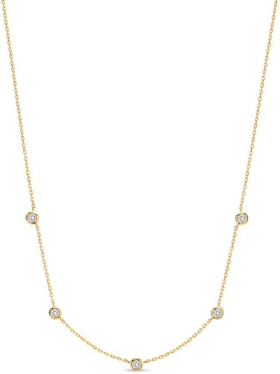 Devata Station Round Bezel Lab Grown Diamond Chain Necklace In Gold