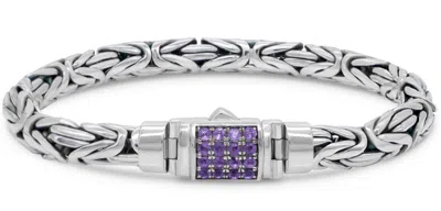 Pre-owned Devata Sterling Silver Borobudur Bracelet Amethyst Byk6257am Xl/8.5" In Silver, Purple