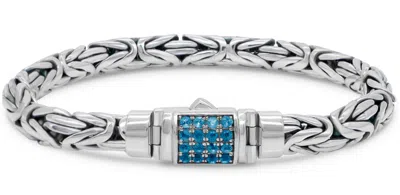 Pre-owned Devata Sterling Silver Borobudur Bracelet Blue Topaz Byk6257sw S/7.0"