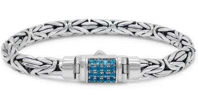 Pre-owned Devata Sterling Silver Borobudur Bracelet Blue Topaz Byk6257sw Xl/8.5"