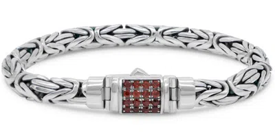 Pre-owned Devata Sterling Silver Borobudur Bracelet Garnet Byk6257ga S/7.0"