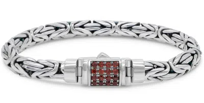 Pre-owned Devata Sterling Silver Borobudur Bracelet Garnet Byk6257ga Xl/8.5"