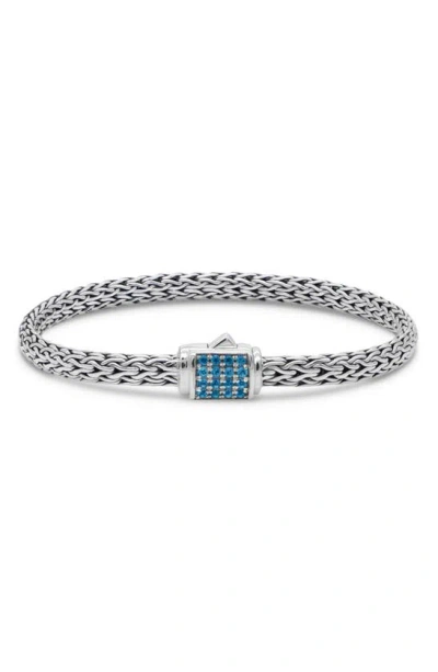 Devata Sterling Silver Semiprecious Stone Chain Bracelet In Silver Blue