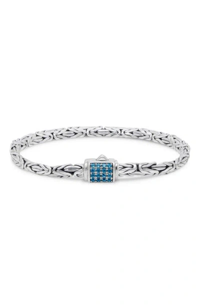 Devata Sterling Silver Semiprecious Stone Chain Bracelet In Silver Blue