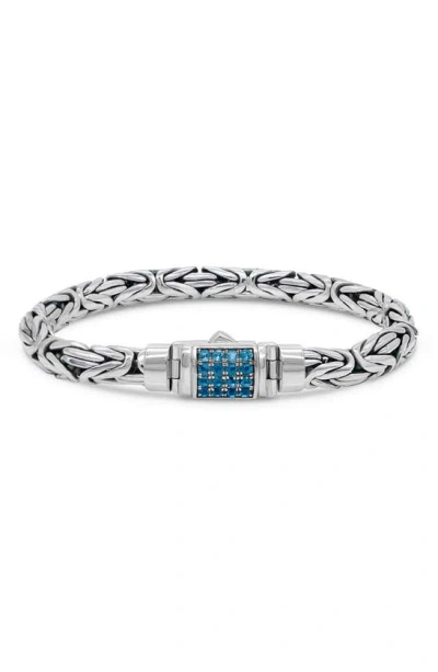Devata Sterling Silver Semiprecious Stone Chain Bracelet In Silver Blue
