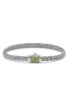 Devata Sterling Silver Semiprecious Stone Chain Bracelet In Silver Green