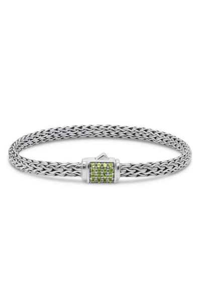 Devata Sterling Silver Semiprecious Stone Chain Bracelet In White