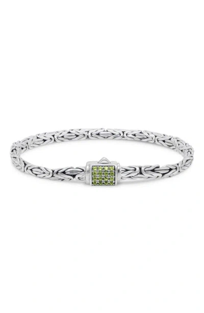 Devata Sterling Silver Semiprecious Stone Chain Bracelet In White